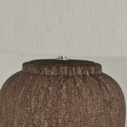 Sicile - Lampe de table avec abat-jour tambour en céramique marron