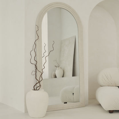 Luciano - Grand miroir en béton plein longueur totale cintré 180cm x 90cm