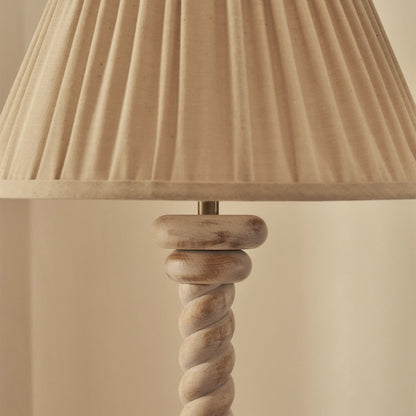 Cordelia - Lampe de table à abat-jour plissé en bois blanchi