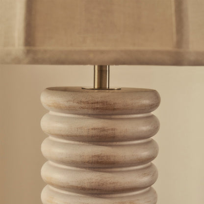 Odette - Lampe de table à abat-jour en bois blanchi en forme de dôme