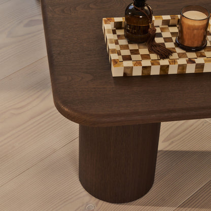 Alina - Grande Table Basse Carrée en Bois Foncé
