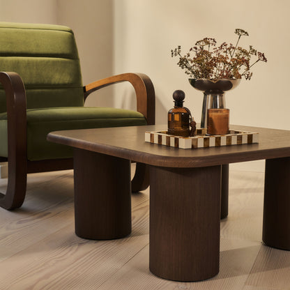 Alina - Grande Table Basse Carrée en Bois Foncé