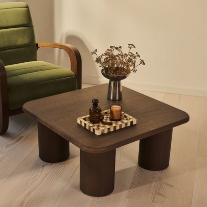 Alina - Grande Table Basse Carrée en Bois Foncé