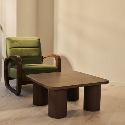 Alina - Grande Table Basse Carrée en Bois Foncé