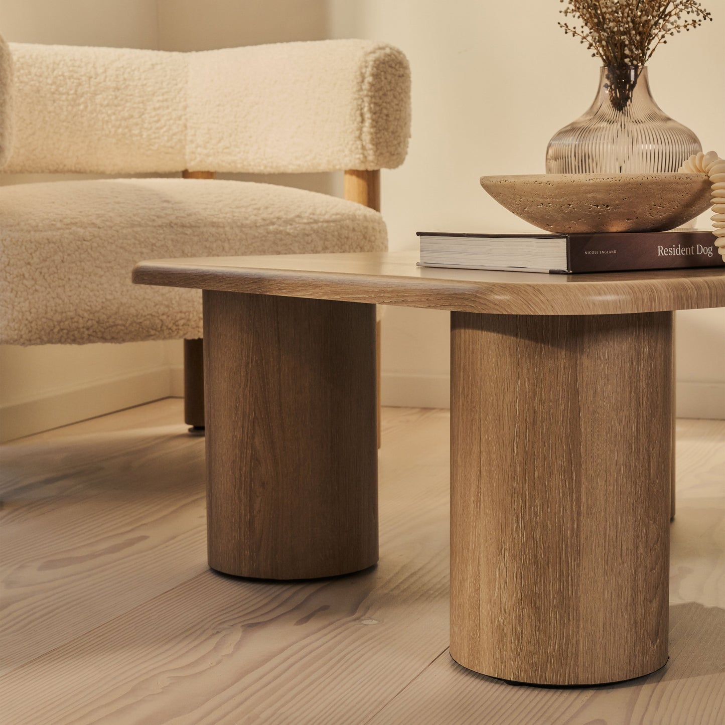 Alina - Grande table basse carrée en bois vieilli