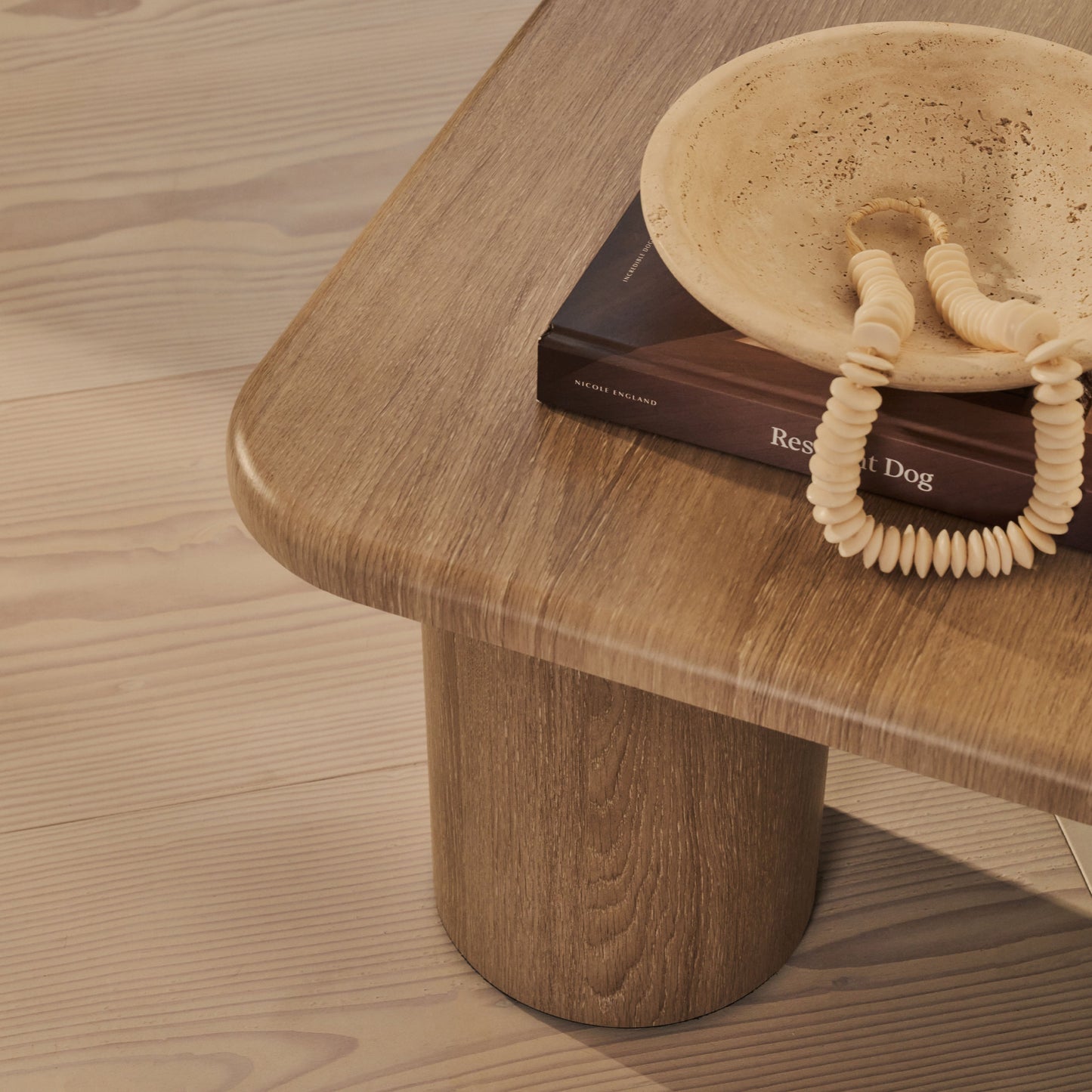 Alina - Grande table basse carrée en bois vieilli