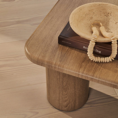 Alina - Grande table basse carrée en bois vieilli