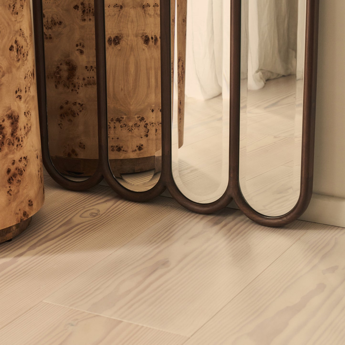 Reims - Miroir en bois foncé pleine longueur à panneau arche 180 cm x 80 cm