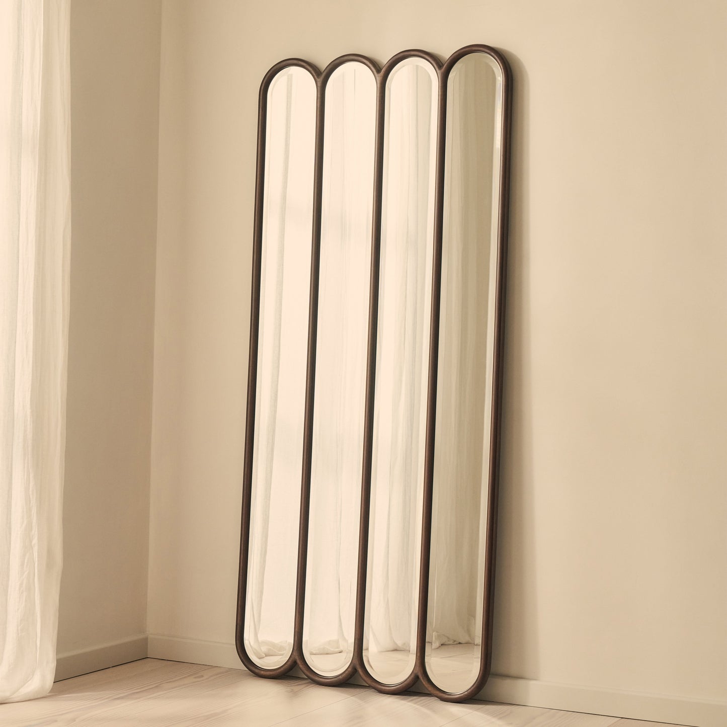 Reims - Miroir en bois foncé pleine longueur à panneau arche 180 cm x 80 cm