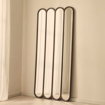 Reims - Miroir en bois foncé pleine longueur à panneau arche 180 cm x 80 cm