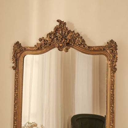 Francesca - Miroir pleine longueur or voûté orné 185 cm x 100 cm