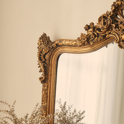 Francesca - Miroir Mural Orné Arqué Doré 109cm x 100cm
