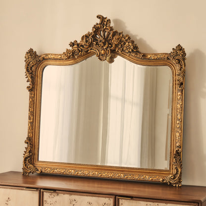 Francesca - Miroir Mural Orné Arqué Doré 109cm x 100cm