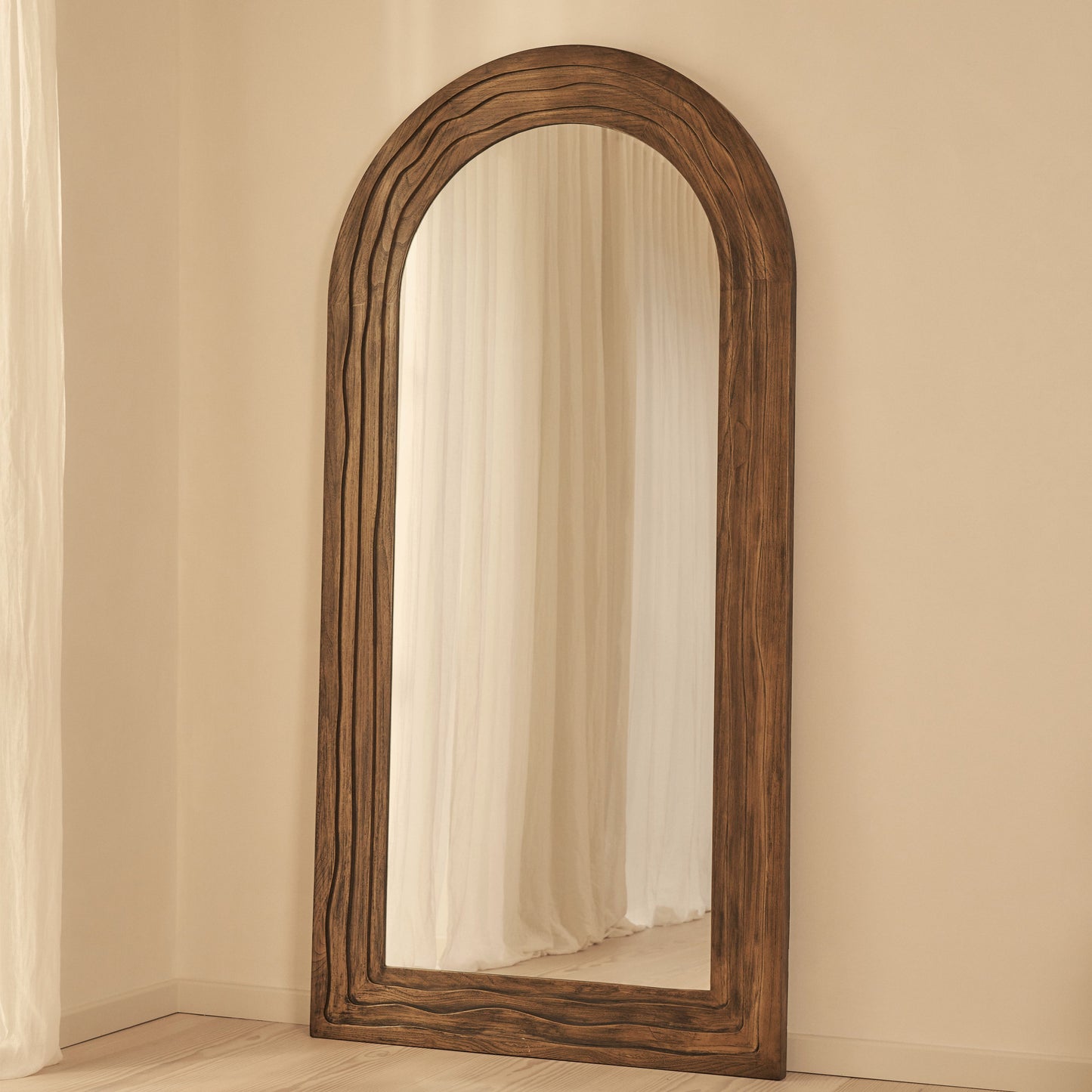 Lucelle - Miroir Arqué Extra Large Pleine Longueur 200cm x 100cm Chaud en Bois