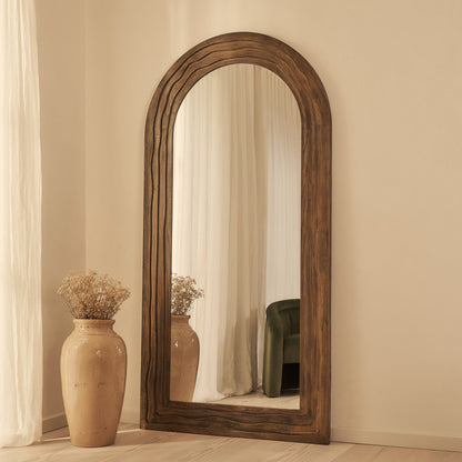 Lucelle - Miroir Arqué Extra Large Pleine Longueur 200cm x 100cm Chaud en Bois