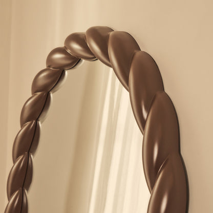 Ophelia - Miroir Extra Large Arqué Torsadé en Corde Finition Chocolat Brillant 180cm x 105cm