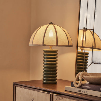 Odette - Lampe de table à abat-jour dôme vert olive