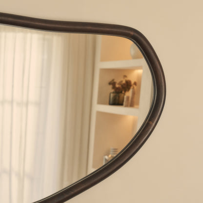 Aaliyah - Miroir mural irrégulier en bois foncé 150cm x 75cm