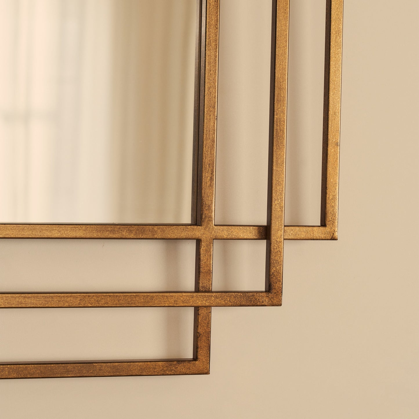 Amalfi - Grand miroir rectangulaire en métal doré 140 cm x 70 cm