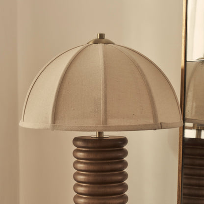 Odette - Lampe de table à abat-jour en bois foncé en forme de dôme