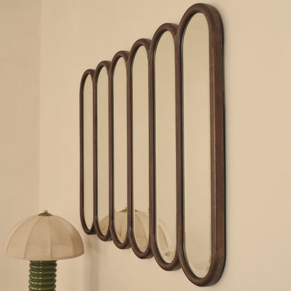 Reims - Miroir en bois foncé à panneau voûté 120cm x 80cm