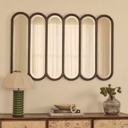 Reims - Miroir en bois foncé à panneau voûté 120cm x 80cm