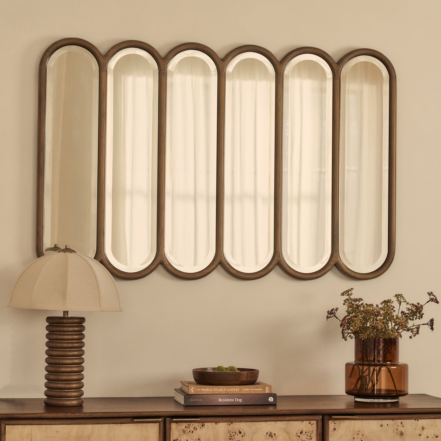 Reims - Miroir en bois chaud à panneau voûté 120cm x 80cm