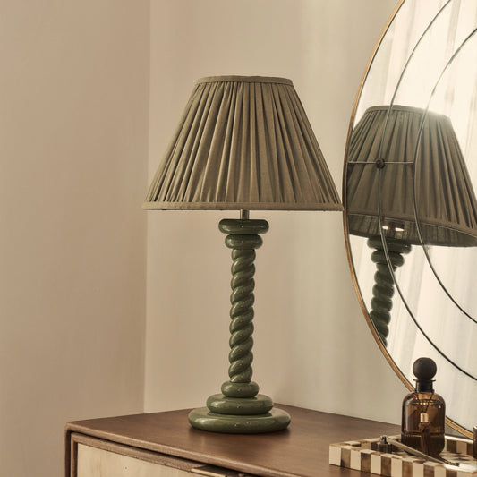 Cordelia - Lampe de table avec abat-jour plissé vert olive