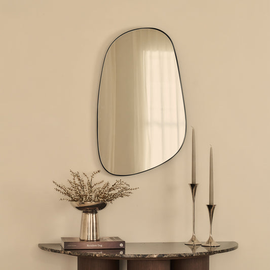 Ava - Miroir irrégulier en forme de pierre noire 75 cm x 45 cm