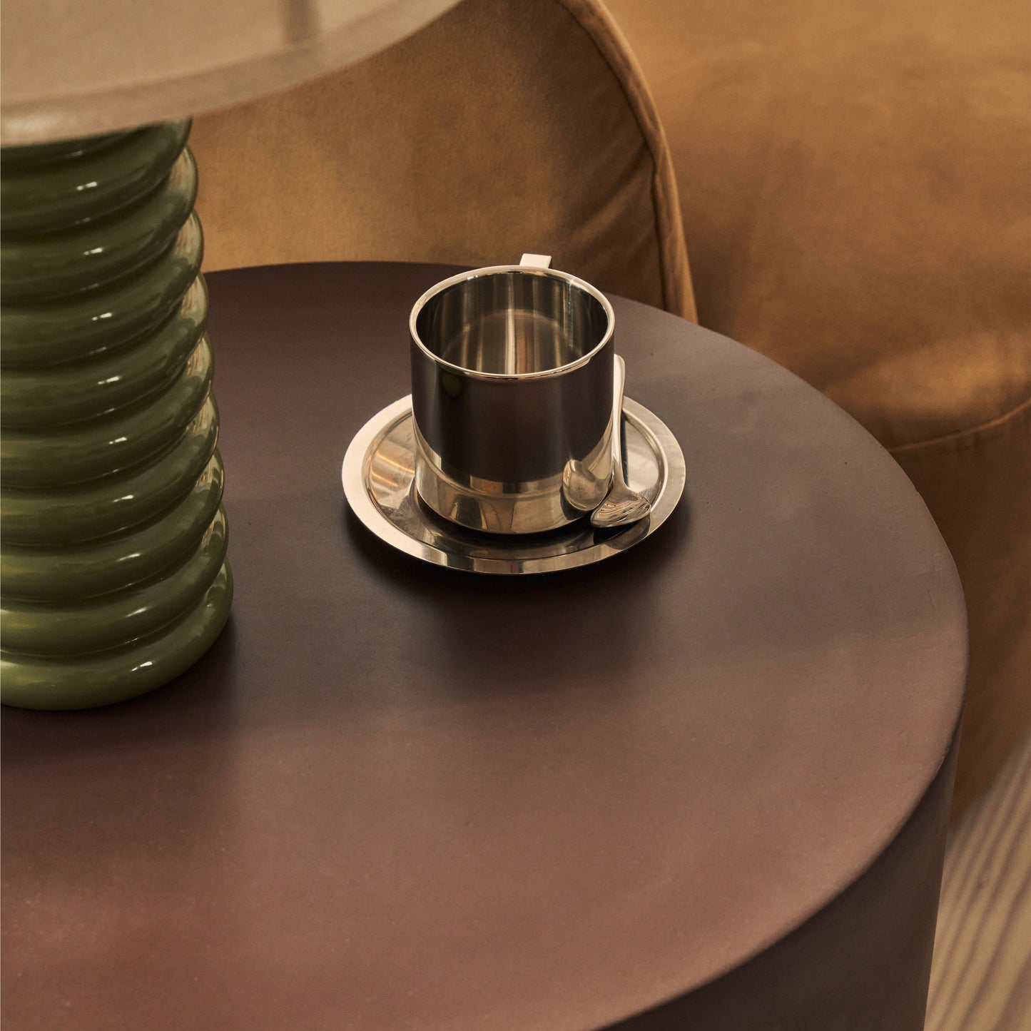Angelo - Table d'appoint ronde minimaliste chocolat brun