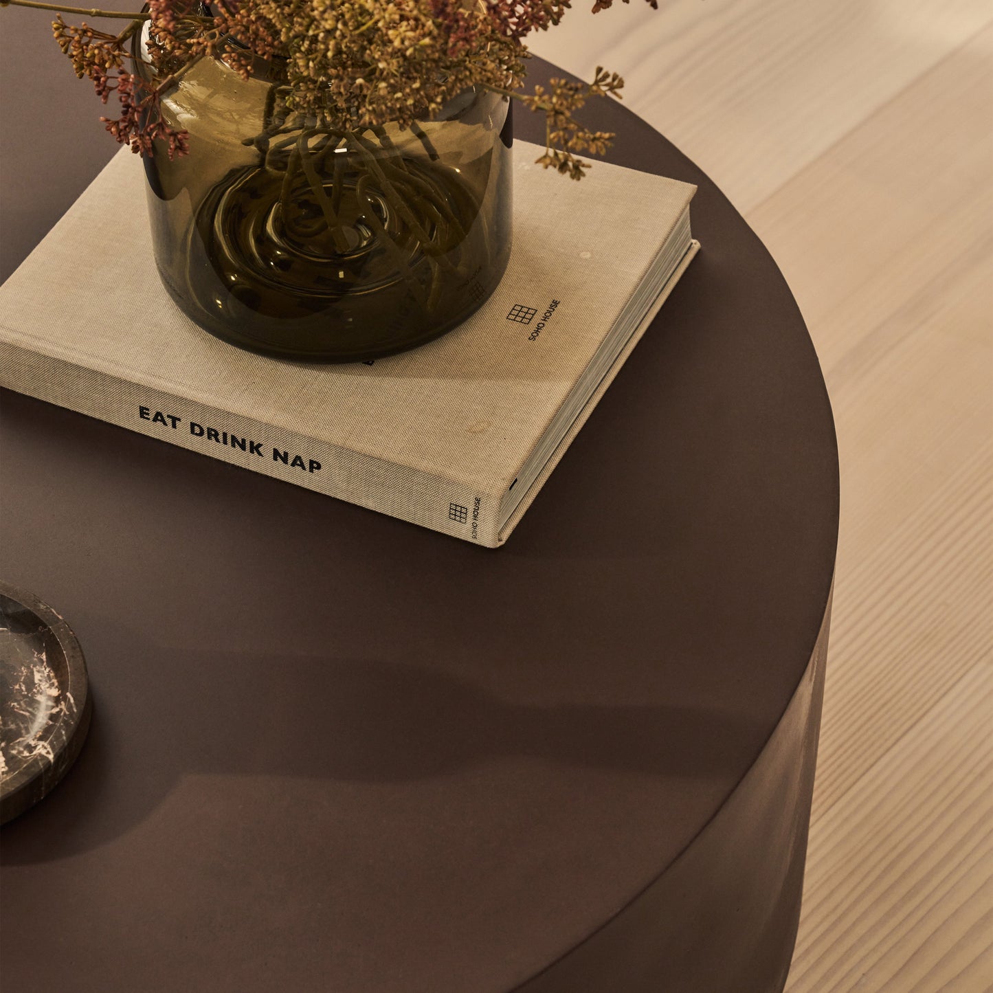 Angelo - Table basse ronde minimaliste chocolat grande