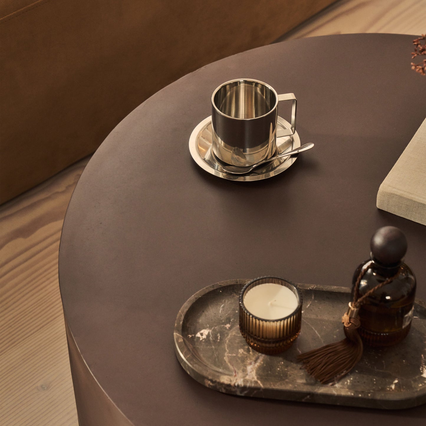 Angelo - Table basse ronde minimaliste chocolat grande