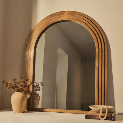 Luciana - Miroir d'Encadrement Arqué en Bois Lavé 120cm x 100cm
