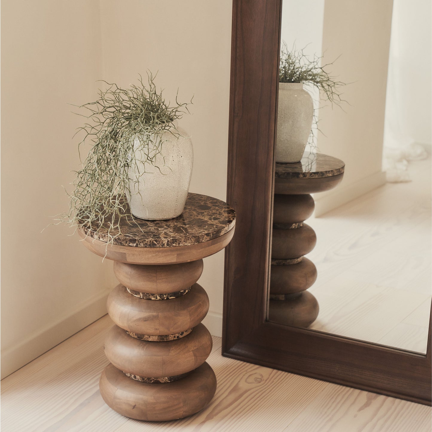 Porta - Miroir Grand Format Arqué en Bois Foncé 180cm x 70cm