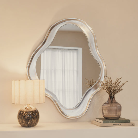 Riva - Miroir irrégulier en forme d'étang brossé chrome 120cm x 90cm