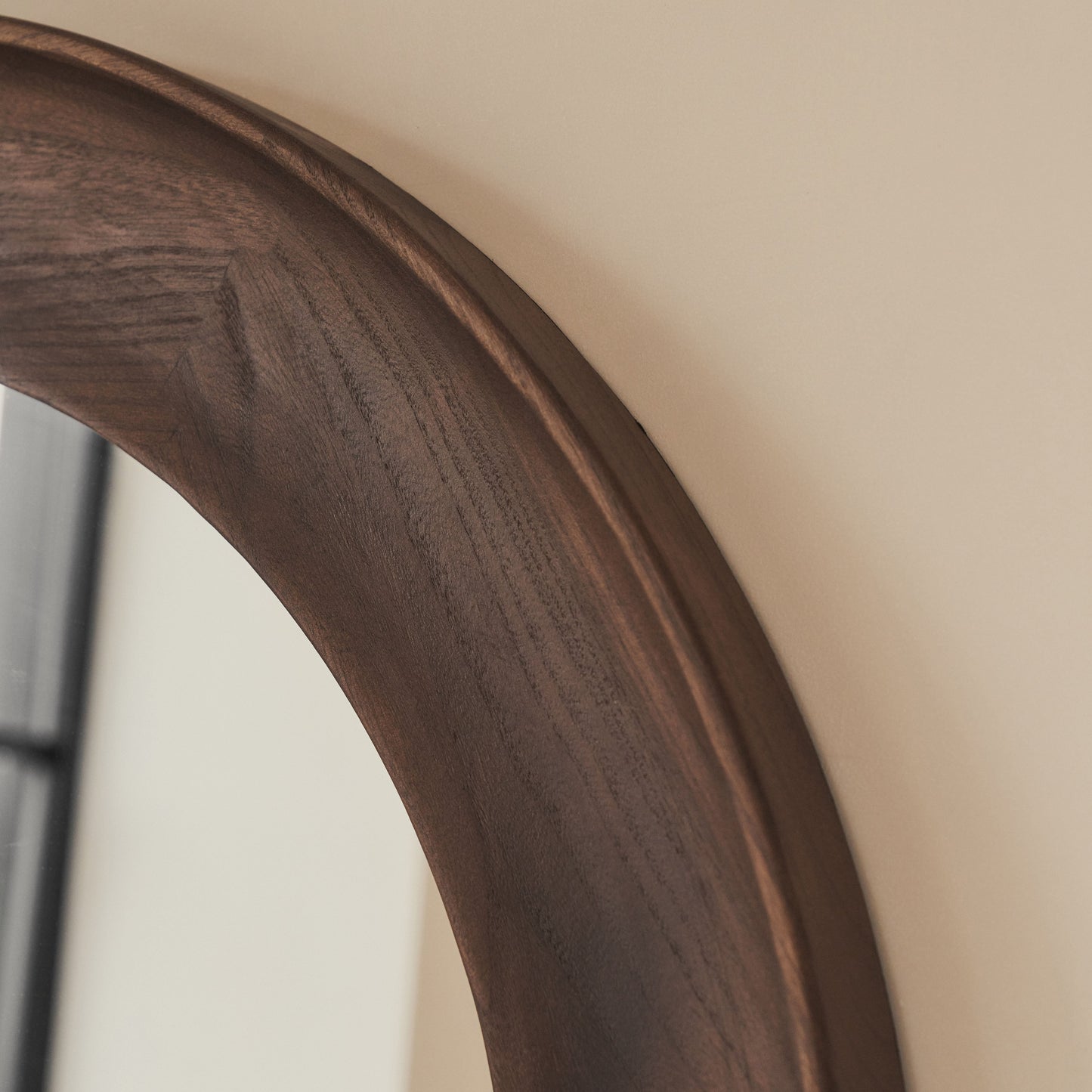 Porta - Grand miroir arqué en bois foncé pleine longueur 180cm x 90cm