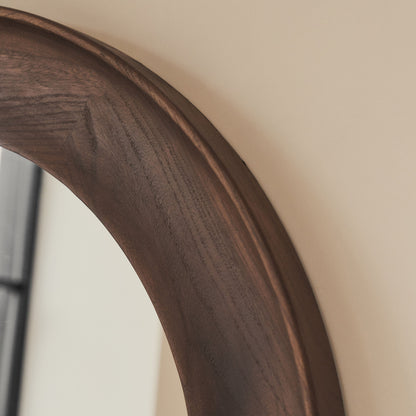 Porta - Grand miroir arqué en bois foncé pleine longueur 180cm x 90cm