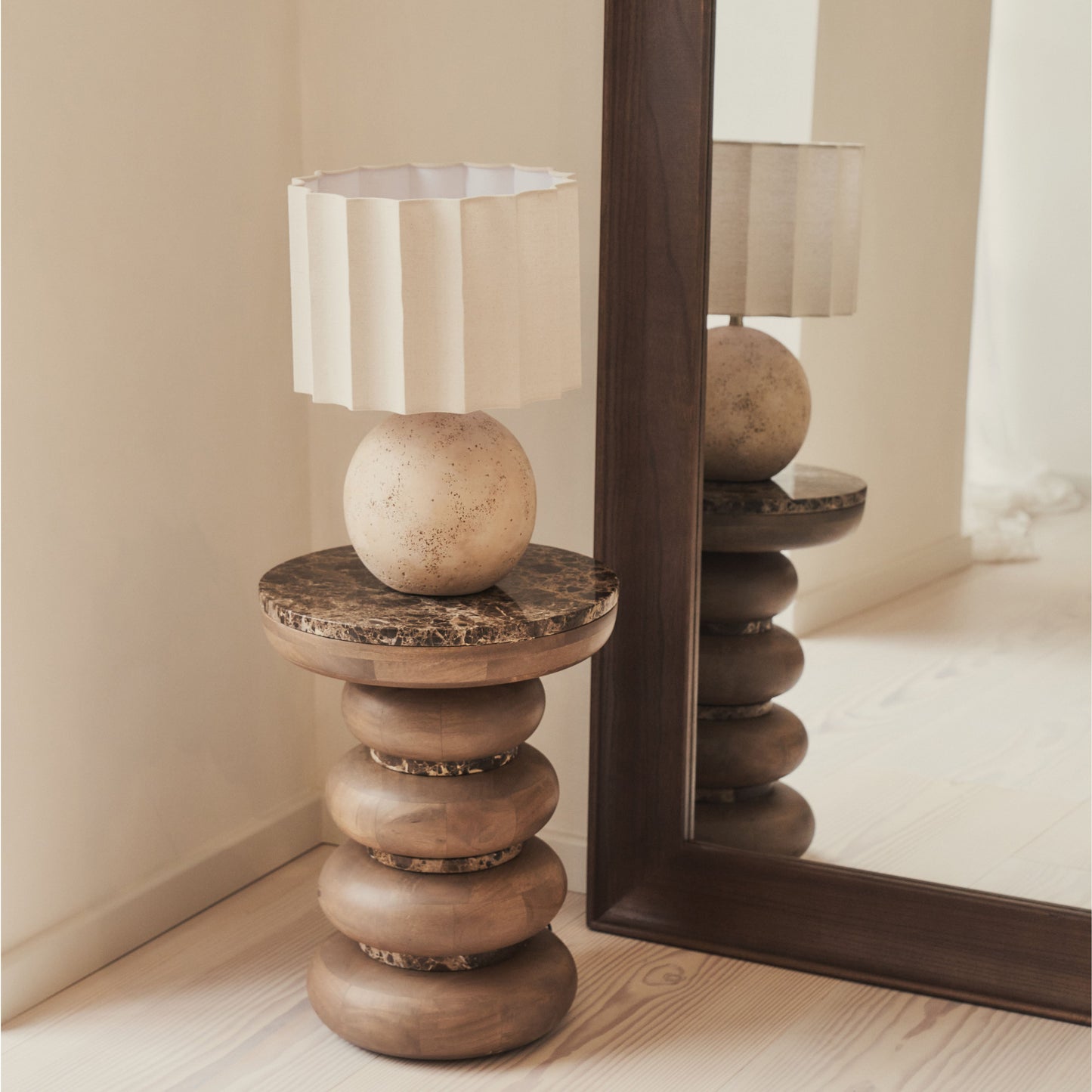 Porta - Grand miroir arqué en bois foncé pleine longueur 180cm x 90cm