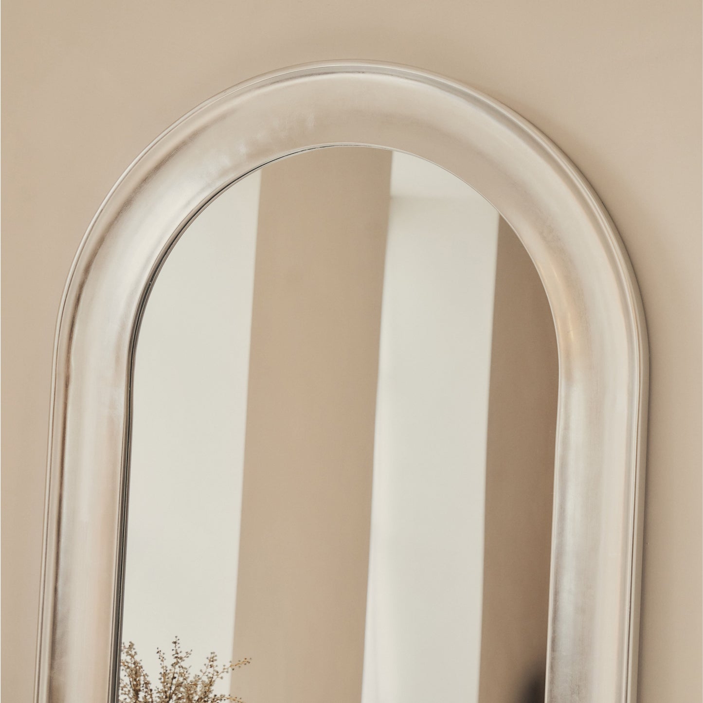 Porta - Grand miroir arche pleine longueur en chrome brossé 180cm x 90cm