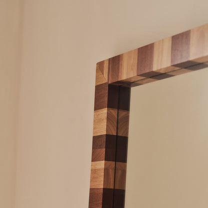 Tessera - Miroir Rectangulaire en Bois à Damier Bois Foncé et Bois Clair 180cm x 90cm