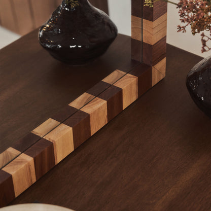 Tessera - Miroir Rectangulaire en Bois à Damier Bois Foncé et Bois Clair 120cm x 80cm