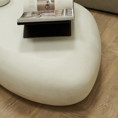 Zola - Table Basse Minimaliste en Béton Galet Extra Large