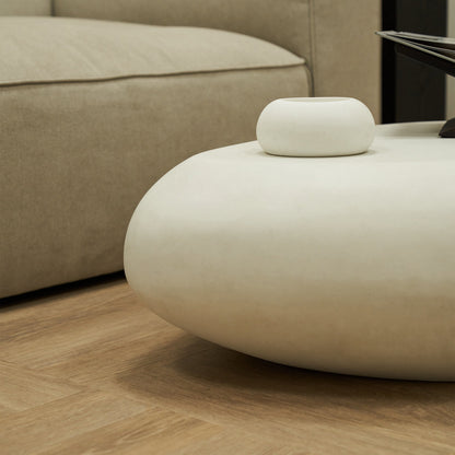 Zola - Table Basse Minimaliste en Béton Galet Extra Large