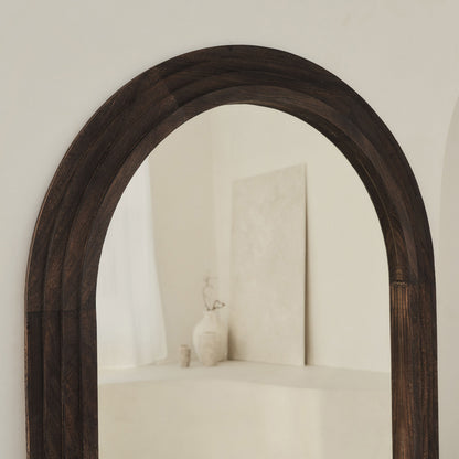 Luciana - Miroir en bois brûlé arqué pleine longueur 180cm x 110cm