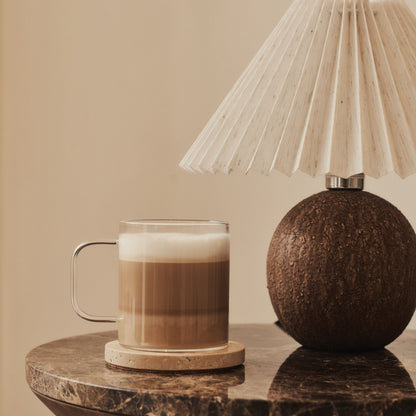 Corsica - Lampe de table en céramique marron avec abat-jour plissé