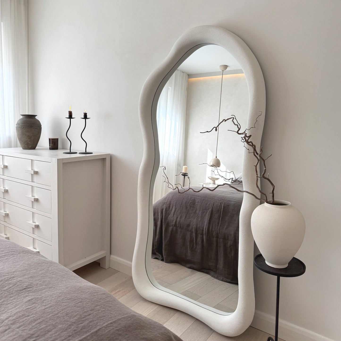 Wabi-Sabi - Grand miroir irrégulier en béton pleine longueur 170cm x 80cm