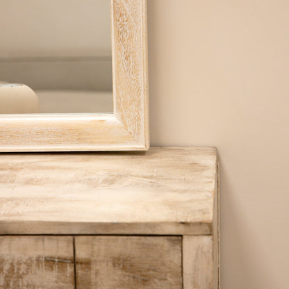 Elena - Miroir de Cheminée Arqué en Bois Blanchi 100cm x 75cm