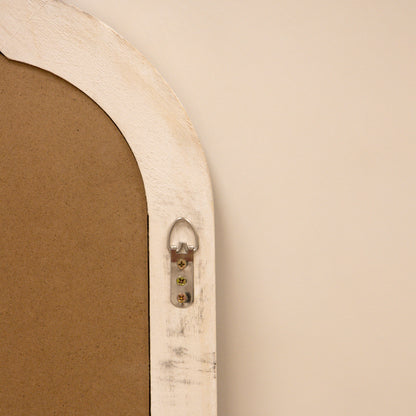 Elena - Miroir de Cheminée Arqué en Bois Blanchi 100cm x 75cm