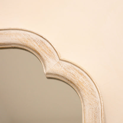 Elena - Miroir Arqué en Bois Blanchi Pleine Longueur 170cm x 75cm