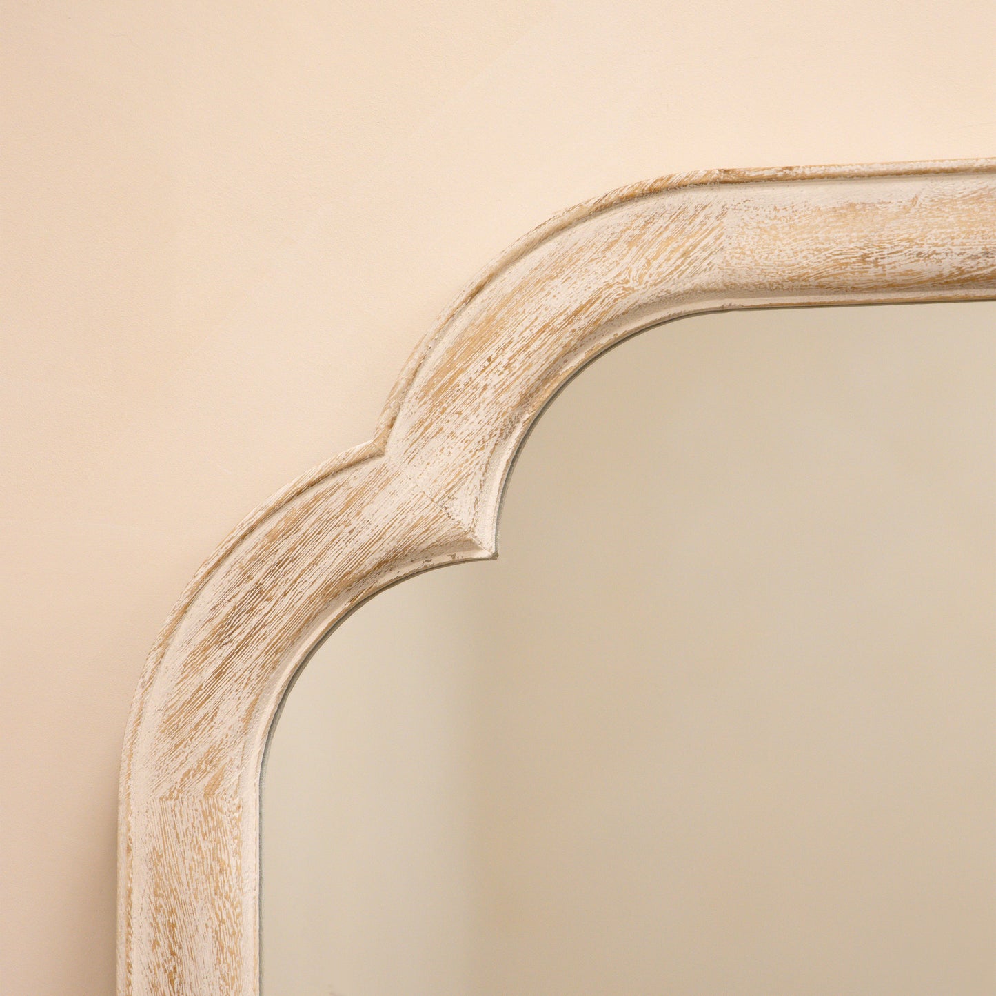 Elena - Miroir Arqué en Bois Blanchi Pleine Longueur 170cm x 75cm